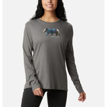 Columbia Ženske Majice S Kapuljačom - Autumn Trek Long Sleeve Relaxed Sive | ZWLT-23497